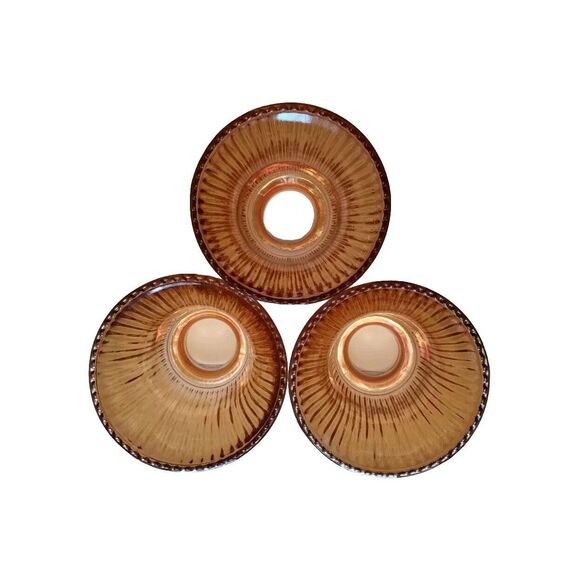 Vintage Depression Glass Lamp Shade Ribbed Amber Marigold, Replacement - 1 Piece - Picture 4 of 8